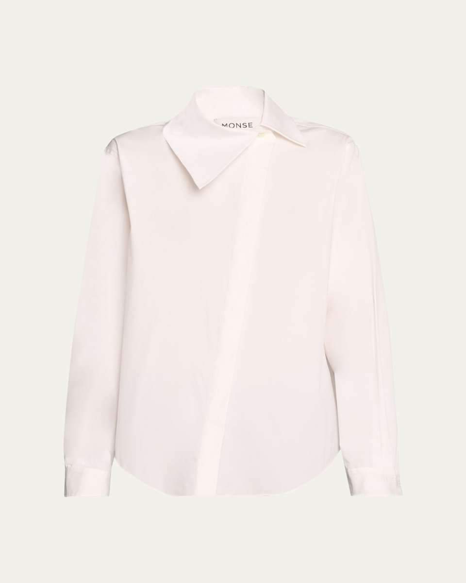 Asymmetric Collar Button Down Blouse